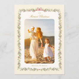 vintage botanical bow 1 photo flat  feestdagenkaart