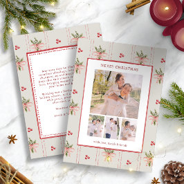 Vintage Botanical Christmas Card Feestdagenkaart