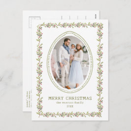 Vintage Botanical Christmas Postcard Feestdagenkaart