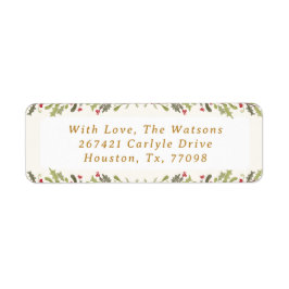 vintage botanical christmas return address etiket