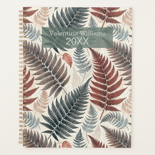 Vintage Botanical Fern Monogram Planner (Voorkant)