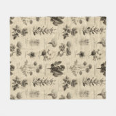 Vintage Botanical Floral Pattern (11) Fleece Deken (Voorkant (Horizontaal))