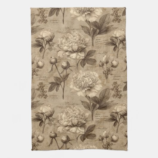 Vintage Botanical Floral Pattern (2) Theedoek (Verticaal)