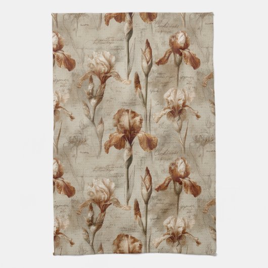 Vintage Botanical Floral Pattern (4) Theedoek (Verticaal)