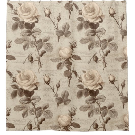 Vintage Botanical Floral Pattern (5) Douchegordijn (Voorkant)