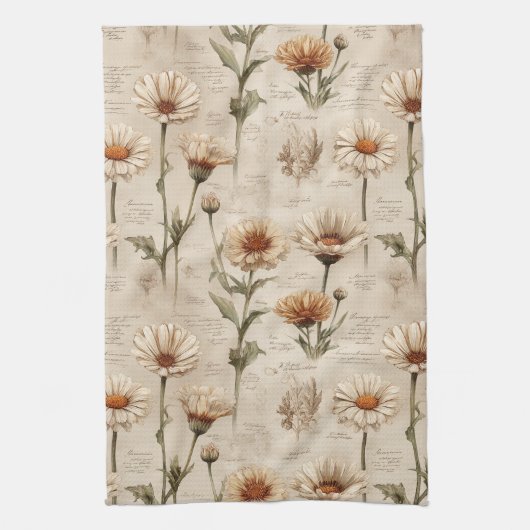Vintage Botanical Floral Pattern (8) Theedoek (Verticaal)
