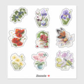 Vintage Botanical Flower & Berry Sticker Sheet (Vel)