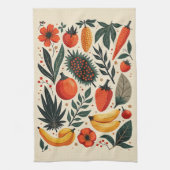Vintage Botanical Fruit Harvest Folk Art Theedoek (Verticaal)