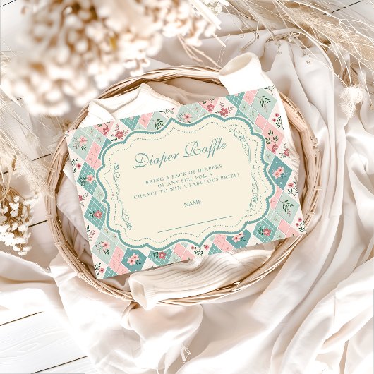 Vintage Botanical Garden Diapper Raffle Informatiekaartje