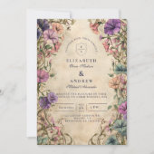 Vintage Botanical Garden Wedding Kaart (Voorkant)