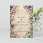 Vintage Botanical Garden Wedding Kaart (Staand voorkant)