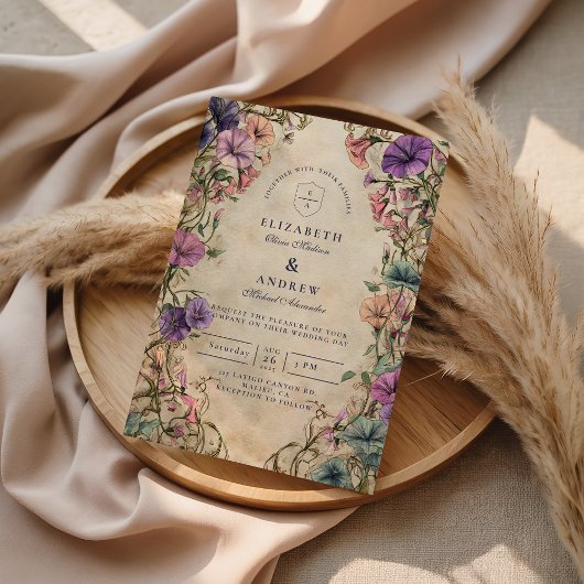 Vintage Botanical Garden Wedding Kaart