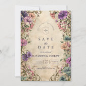 Vintage Botanical Garden Wedding Save The Date (Voorkant)