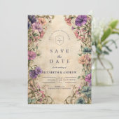 Vintage Botanical Garden Wedding Save The Date (Staand voorkant)