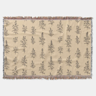 Vintage Botanical Herb Pattern – Neutral Floral Deken