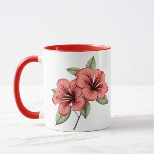 Vintage Botanical Hibiscus Coffee, tea mug Mok (Links)