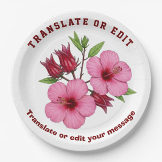 Vintage Botanical Hibiscus Flower edit Papieren Bordje