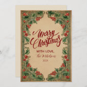 Vintage Botanical Holiday Feestdagenkaart (Voorkant / Achterkant)