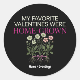 Vintage Botanical Home-Grown Valentines Scientific Ronde Sticker