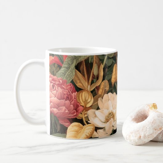 Vintage Botanical Illustration Koffiemok (Met donut)