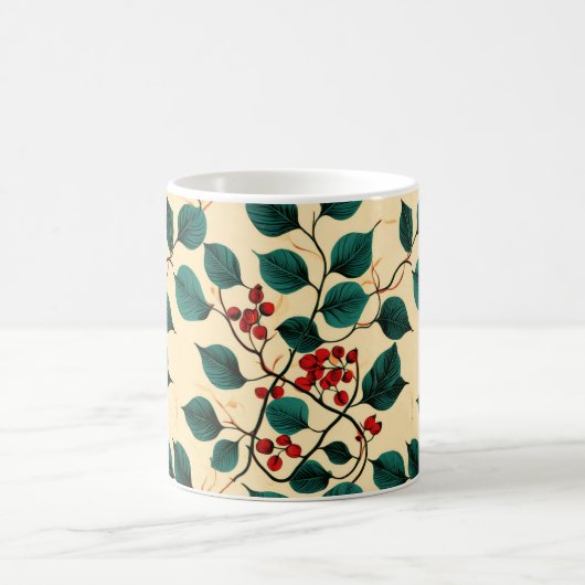 Vintage Botanical Leaf Pattern Mug Desig Koffiemok (Center)
