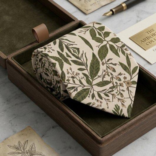 Vintage Botanical Leaf  Stropdas