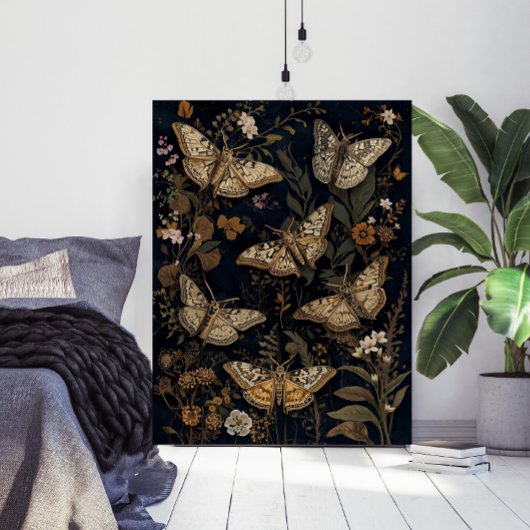 Vintage Botanical Moths & Flowers  Poster
