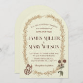 Vintage Botanical Oval Wedding Invite Kaart (Voorkant / Achterkant)