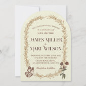 Vintage Botanical Oval Wedding Invite Kaart (Voorkant)