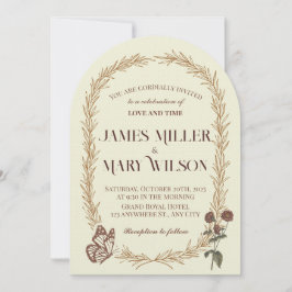 Vintage Botanical Oval Wedding Invite Kaart