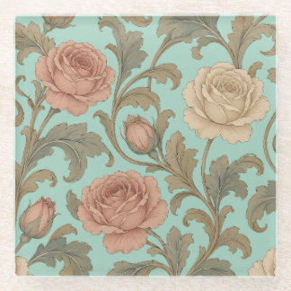 Vintage Botanical Rose Glazen Onderzetter