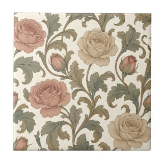 Vintage Botanical Rose Tegeltje