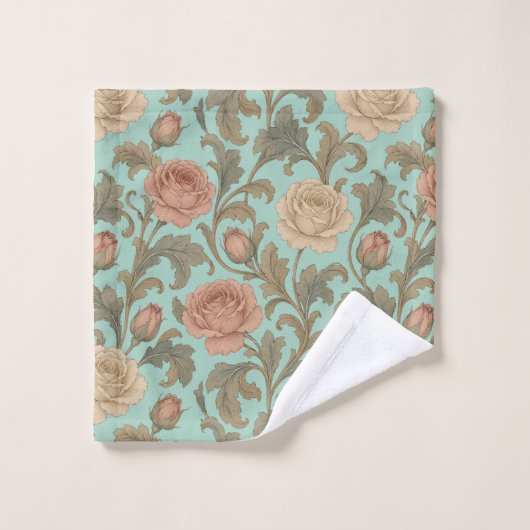 Vintage Botanical Rose Washandje (Wasdoekje)
