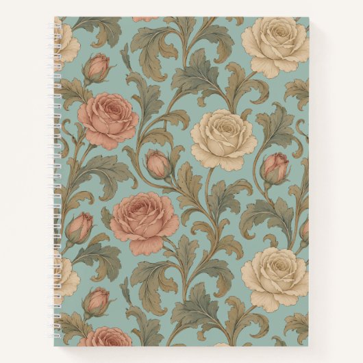 Vintage Botanical Roses Notitieboek (Voorkant)