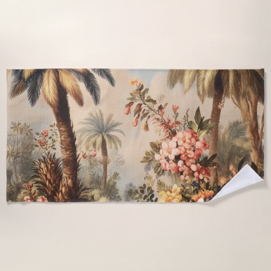 Vintage Botanical Scene with Palms Strandlaken (Voorkant)