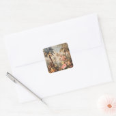 Vintage Botanical Scene with Palms Vierkante Sticker (Envelop)