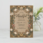 Vintage Botanical Thanksgiving Celebration Kaart (Staand voorkant)