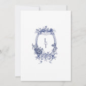 Vintage Botanical Wedding Invitation in Blue Kaart (Achterkant)