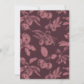 Vintage Botanical Wedding Plum Burgundy Kaart (Achterkant)
