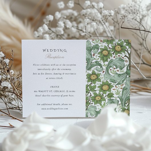 Vintage Botanical Wedding Reception Card Informatiekaartje