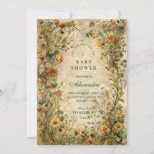 Vintage Botanical Wildflower Baby Shower Kaart (Voorkant)