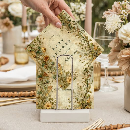 Vintage Botanical Wildflower Baby Shower Servet