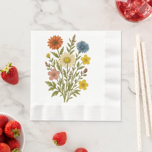Vintage Botanical Wildflower napkins Servet (Insitu)