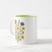 Vintage Botanical Wildflowers mug Tweekleurige Koffiemok (Voorkant links)