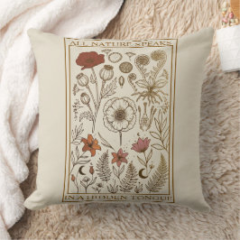 Vintage Botanisch Archief Donkere Academische Worp Kussen