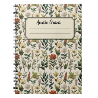 Vintage botanisch notitieboek – Antieke bloemen