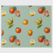 Vintage botanisch verpakkingspapier van citrusvruc cadeaupapier (Vlak)