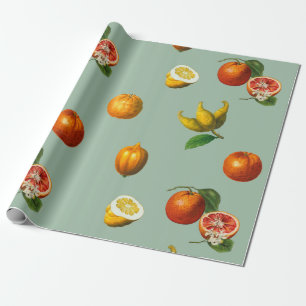 Vintage botanisch verpakkingspapier van citrusvruc cadeaupapier