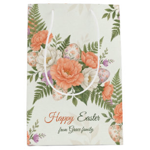 Vintage Botanische Abrikoos Bloemige Pasen Medium Cadeauzakje