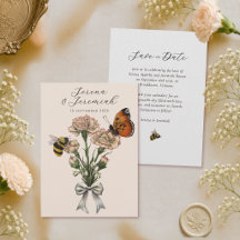 Vintage Botanische Bij & Vlinder Save the Date